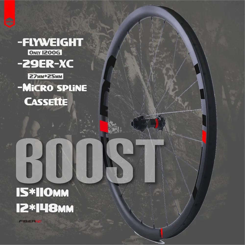 FIM-Flyweight MTB Wheelset For Mountain Bike Tubeless Ready XC Width Carbon Hookless Boost Wheels 29er 15*110 12*148 27 30mm