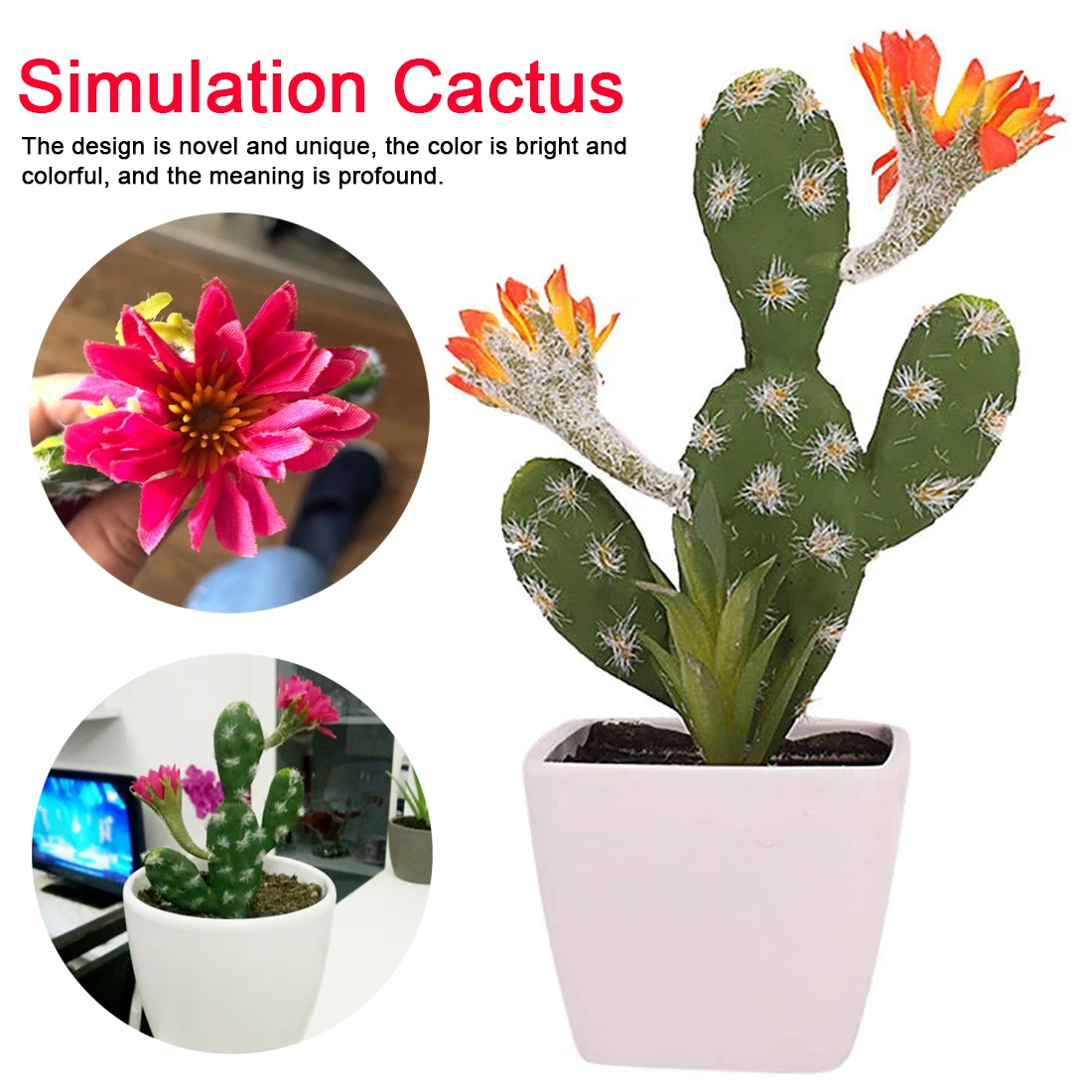 

Eco-Friendly Artificial Plastic Cactus Succulents Prickly Pear Potted Plant no Pot Simulation Home Office Desktop Decorations