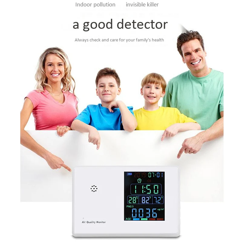 Цифровой детектор формальдегида HCHO/TVOC/CO2/PM2.5/PM10/Temp/Humi тестер AQI монитор качества воздуха анализатор газа