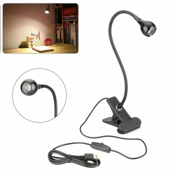 

1pc Flexible Clip-on USB LED Reading Light Bedside Desk Table Lamp 4 Gears USB Power Desk Lamps Flexible LED Light With Clip on