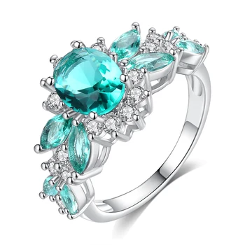 SUPER DESCUENTO ❤️ Anillo de circonia cúbica para mujer, sortija, zirconia, circonita, zirconita, colores, cristal transparente, verde, fiesta - discount item 20% OFF Joyas y complementos