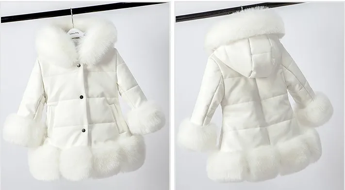 Новая детская верхняя одежда с капюшоном теплые куртки осень-зима пальто из лисьего меха для маленьких девочек детский Рождественский костюм Одежда для девочек от 2 до 10 лет