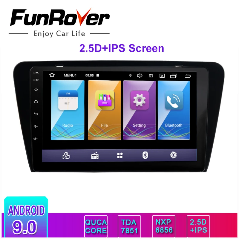 Funrover 10,1 "2 din Android8.0 Автомобильный мультимедийный dvd плеер для Skoda Octavia 2014 + стерео головное устройство автомобильного радиоприемника gps