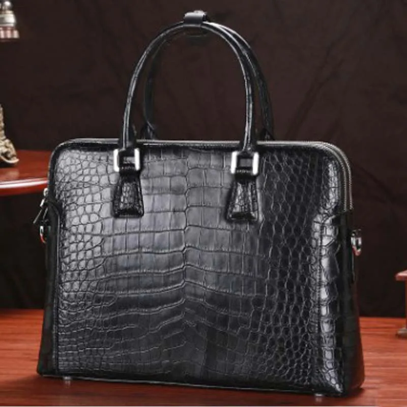 

LINSHE crocodile Men's bags Genuine leather handbag new 2019 business computer A briefcase worn large handbag