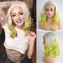 Парики из искусственных волос без шапочки-основы короткий кудрявые зеленый парик из натуральных волос светильник из натуральных волос