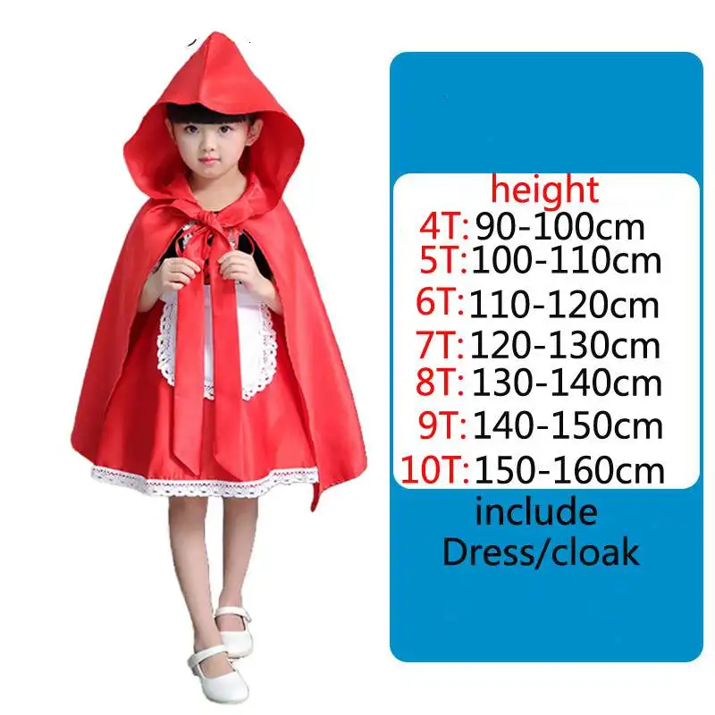 Little Red Riding Hood Cosplay costume for kids dress Halloween Carnival Fantasia Party girls Fancy Dress children party cosplay costume kids girls dress halloween dress outfit riding hood costume