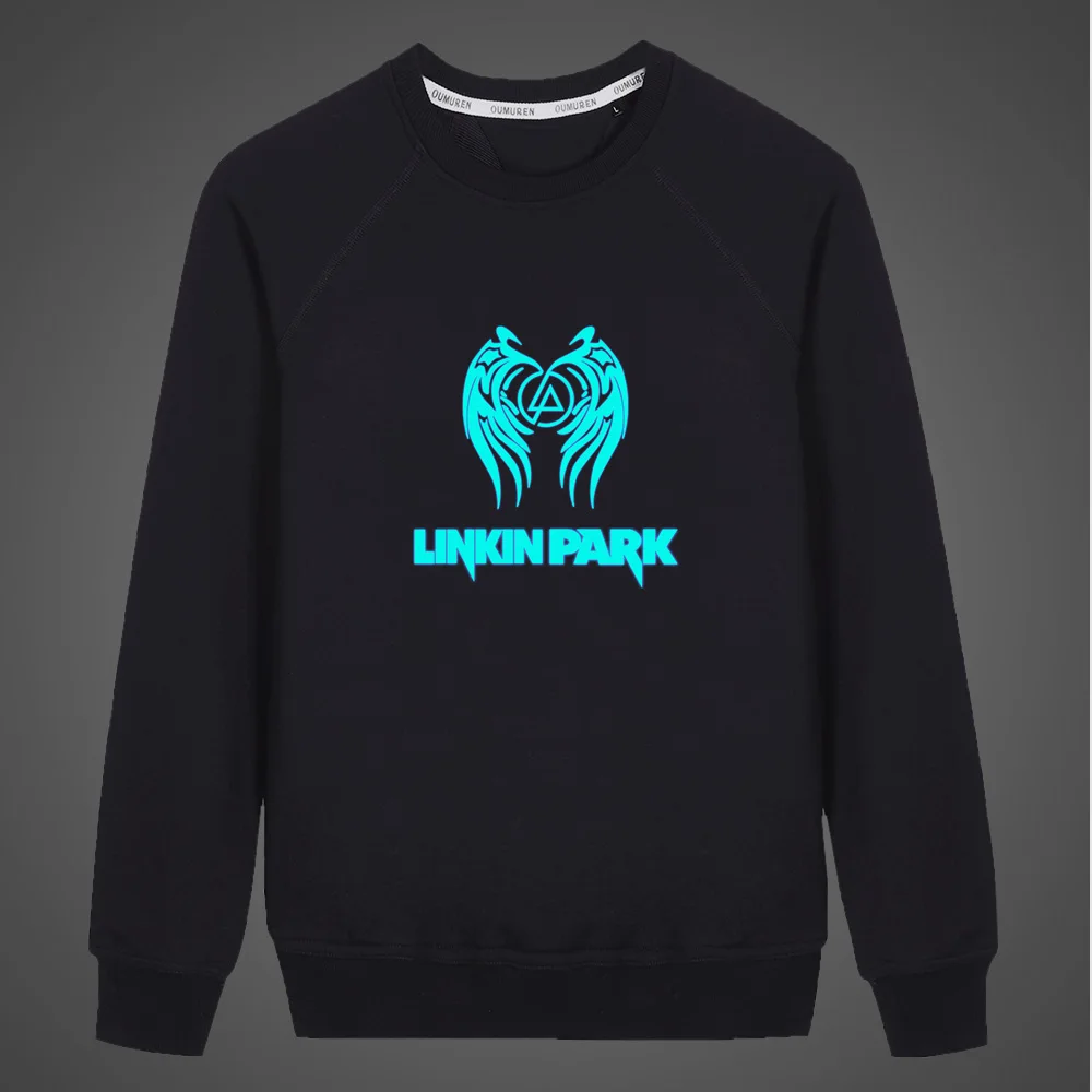Флуоресцентная светящаяся рок-группа Linkin Park, толстовка для мальчиков и девочек,, мужское осеннее пальто, унисекс, толстовка с капюшоном, Детская Повседневная Толстовка с круглым вырезом - Цвет: 03