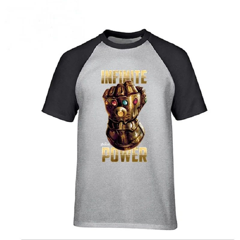 

Marvel men's T-Shirt Infinite War 4 EndGame Power Tshirt Gold Thanos Gauntlets youth Male short sleeve mens T shirts