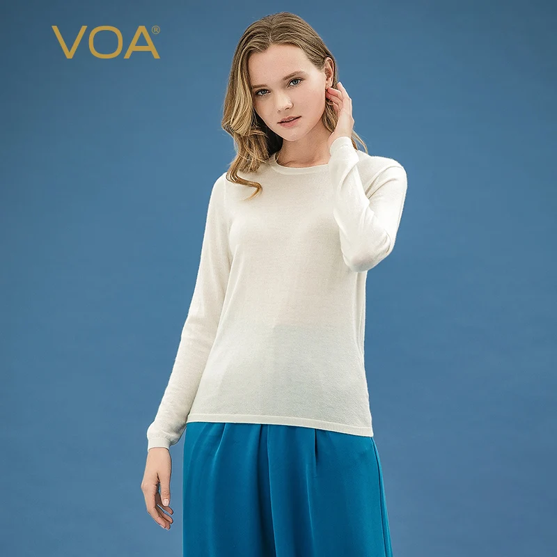 VOA delicate 48 камвольный чистый кашемировый женский свитер, чтобы носить базовый многоцветный R1009