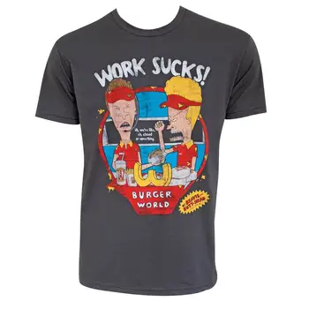 

Beavis And Butthead Work Sucks Tee Shirt Grey