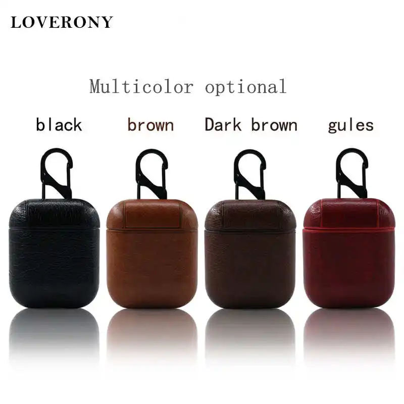 

LOVERONY PU Leather Bluetooth Earphone Case For AirPods 2 1 Headphone Protection Cover i12 Tws Case With Keychain Coque Air pods