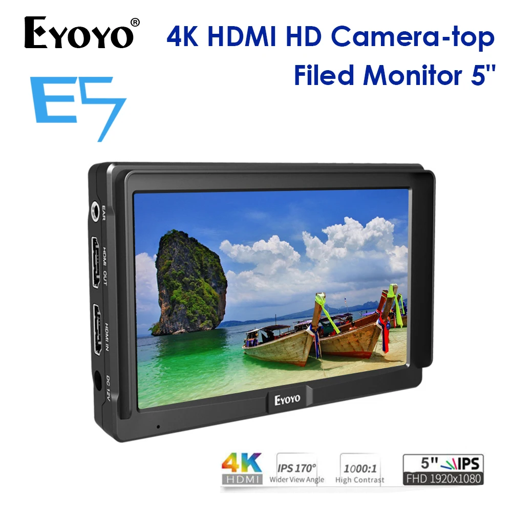 Eyoyo E5 Портативный 4k камера полевой монитор DSLR Full HD 1920x1080p " дюймовый ЖК-экран HDMI маленький мини ips камера видео монитор 4K