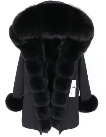 Лисий Мех подклад куртки длинное пальто с мехом Женская съемная теплая парка Толстая теплая Свободная верхняя одежда зимняя женская одежда - Цвет: 3