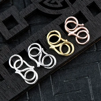 

100% 925 Sterling Silver S Clasp Hooks With Rings Bracelets Necklace Connector Buckle Clasps DIY Fancy Jewelry Making Findings