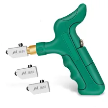 Ручная рукоятка плиткорезец Быстрая резка стекла Многофункциональное большое колесо ножа с 2 шт сменным лезвием для толстого зеркала