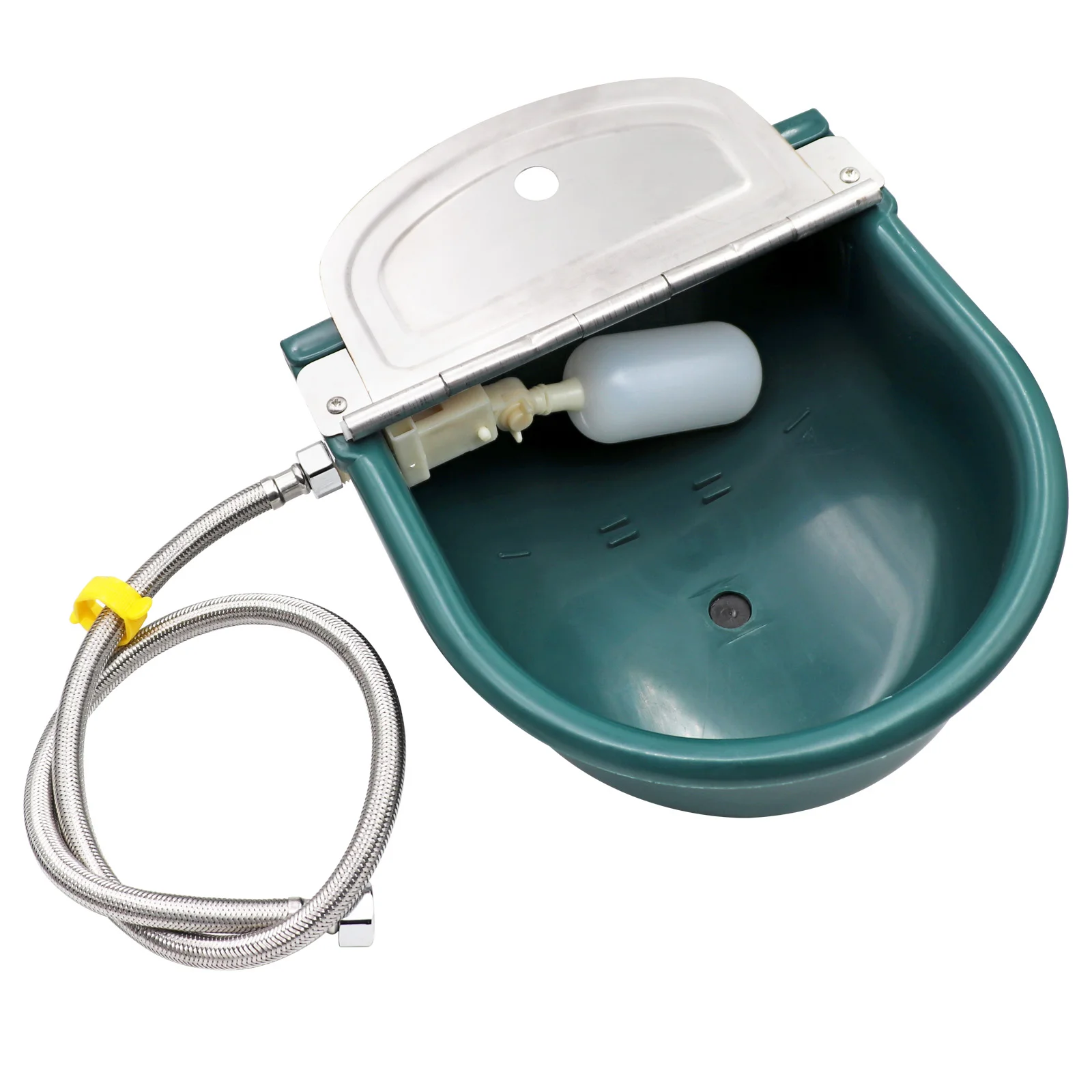 Automatic Livestock Waterer Dog Drinking Water Bowl Cattle Drinker Cow Horse Goat Dog Float Valve Waterer Watering Feeder Small Animal Water Dispenser with Drain Hole & 1/2 Inch Pipe 