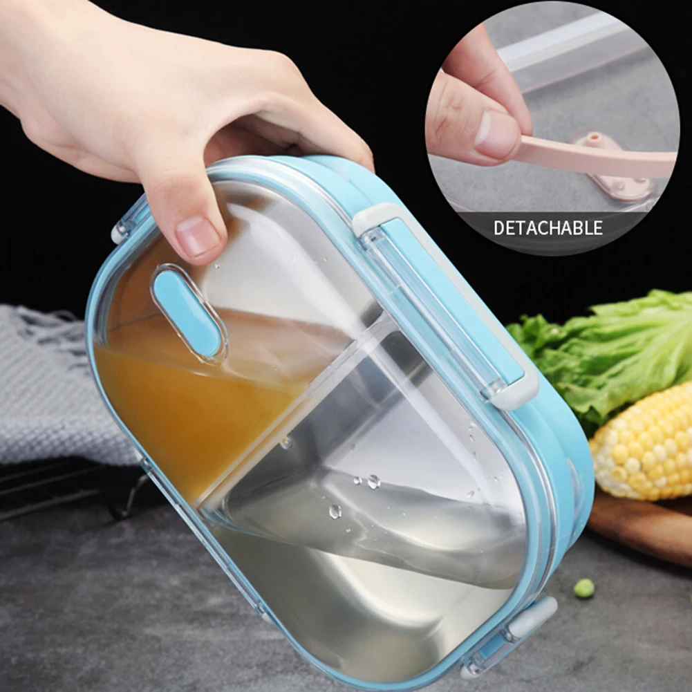 Модные Портативный Нержавеющая сталь герметичная конструкция Bento Коробки для обедов безопасный Еда Хранения Чехол Контейнер с ручкой