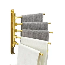 

Brushed Golden Light Luxury Rotating Towel Bar Bathroom Towel Towel Rack Storage Activity Punch-Free Storage RackCD