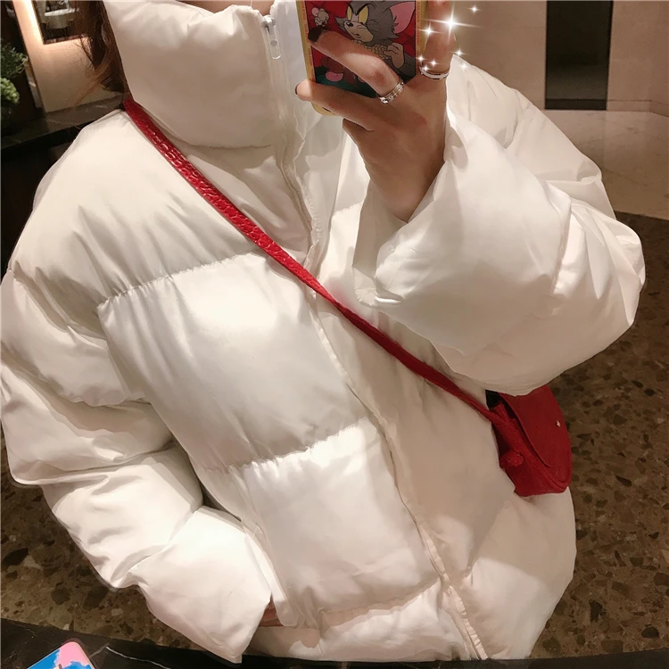 Woherb осень зима пуховик для женщин Harajuku парки со стоячим воротником корейский голографический ватник пальто для девочек свободные ватные куртки