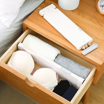

Storage Tool Closet Adjustable Board Kitchen Non Slip Home Office Rectangle ABS Drawer Divider With Camphorwood Ball Retractable