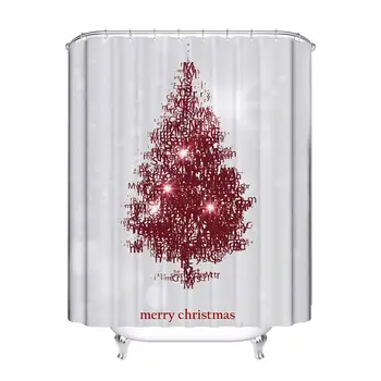 

Awesome Christmas Tree Shower Curtain with 12 Hooks Xmas Home Decoration
