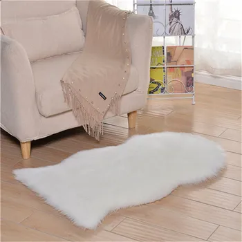 

Artificial fur carpet pink white fluffy living room decoration soft rectangle round bedroom Yoga comfortable cushion