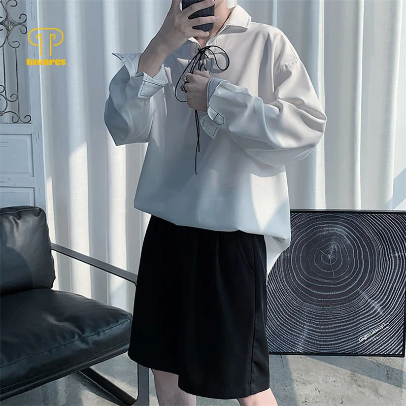 

Рубашка мужская свободная, с воротником, длинным рукавом, в стиле Харадзюку