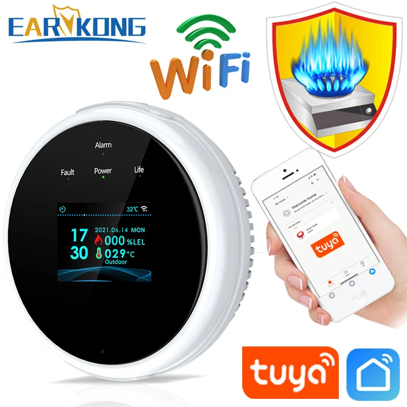 Earykong wi fi sensor de gás natural combustível doméstico inteligente