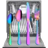 24PCS Tableware Flatware Set Non-fading Cutlery Sets 18/10 Stainless Steel Dinnerware Rainbow Dinner Kitchen Home Wood Gift Box ► Photo 2/6