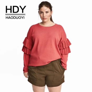 

HDY Haoduoyi Plus Size Women Sweater Butterfly Sleeve Female Pullovers 2018 Autumn Solid Red Casual Warm Lady Sweaters 3XL-6XL