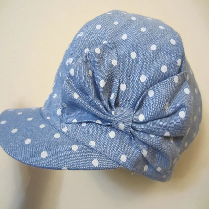 Light Blue Cowboy Polka Dot Bow Girl Star Cap Child Peaked Cap Child Visor