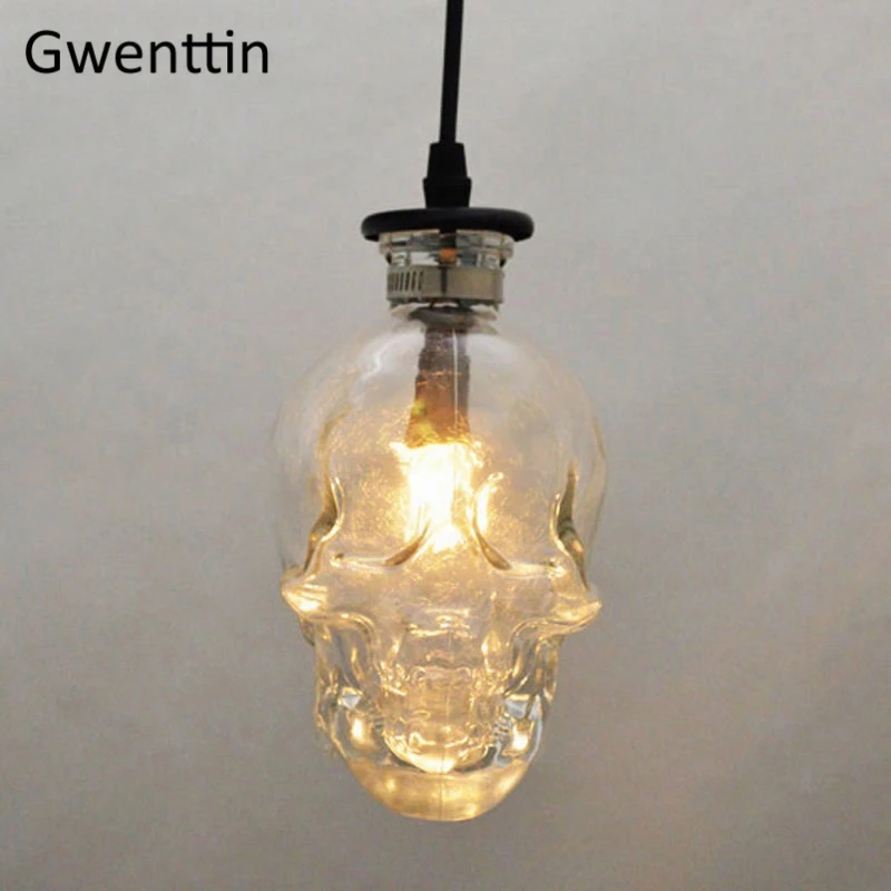 Vintage Skull Pendant Lights Glass Bottle Led Hanging Lamp for Living Room  Loft Industrial Home Decor Luminaire Lighting Fixture - AliExpress