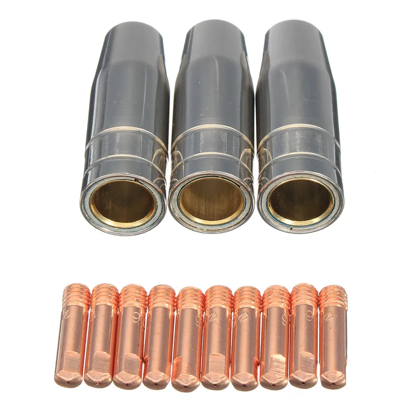 20* Thread M6 Contact Tips 0.9mm Gas Nozzle Copper For MB-15AK MIG Welding Torch