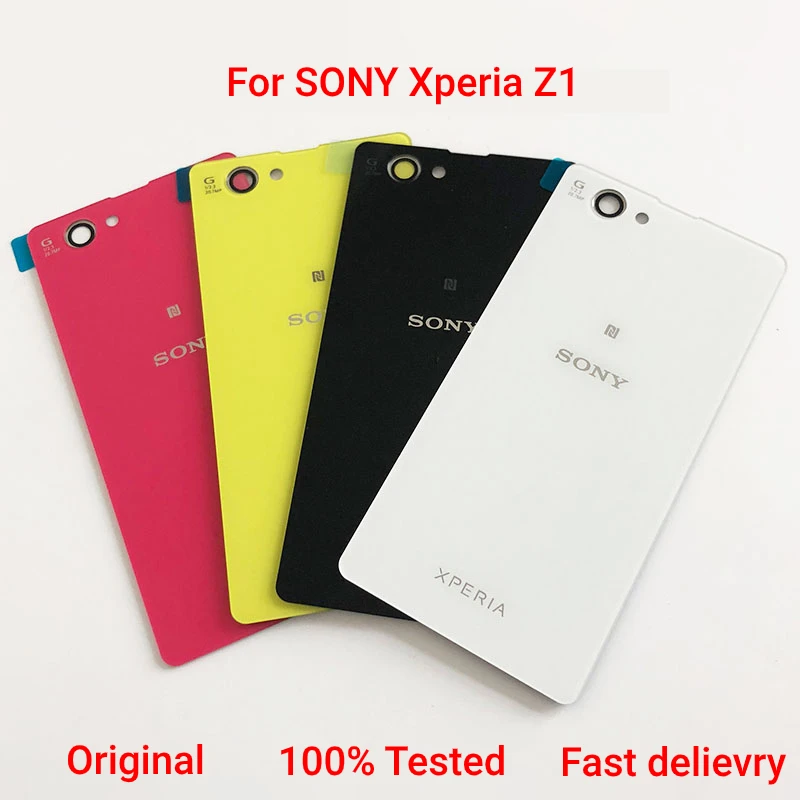 Carcasa trasera Original para SONY Xperia Z1 L39H, cubierta batería Sony Z1 Mini, piezas de repuesto con logotipo|Marcos y carcasas para teléfonos móviles| -