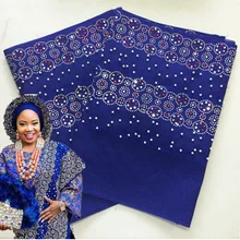 Модный женский Африканский головной убор с бисером и камнями, новинка, Высококачественный кружевной головной убор для женщин, 2 шт./лот