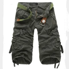 Men's Cargo Shorts High Street Workout Military Army Tactical Loose Multi-pockets Calf-length Short Beach Pants Homme Capris