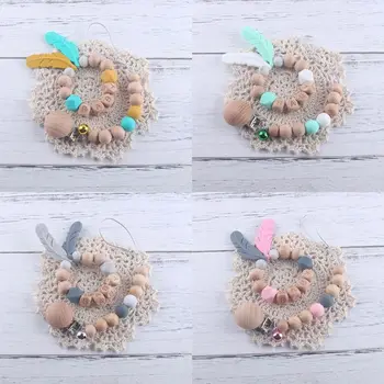 

2Pcs Pacifier Clip Chain Feather Molar Bracelet Nipples Holder Infant Teether Y4QA