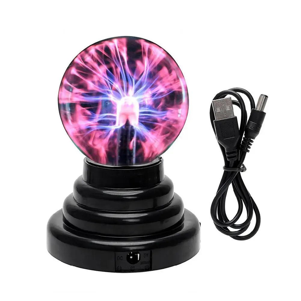 Sphère électrostatique boule de plasma USB, lampe en cristal magique,  bureau, pluie, fête de Noël, lumières tactiles sensibles - AliExpress