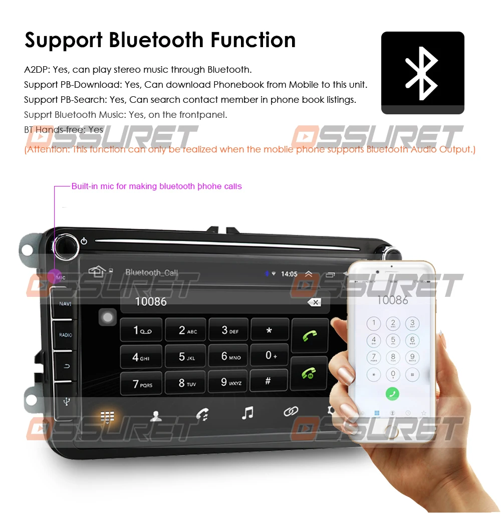 US $105.00 Car Multimedia Player 2 Din Android For VWVolkswagenGolfPoloTiguanPassatB7B6SEATLeonSkodaOctavia Radio GPS DAB MIC 4G