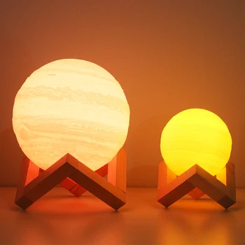 

3D Light Print Jupiter Lamp Earth Lamp Colorful Moon Lamp Rechargeable Change Touch Usb Led Night Light Home Decor Creative Gift