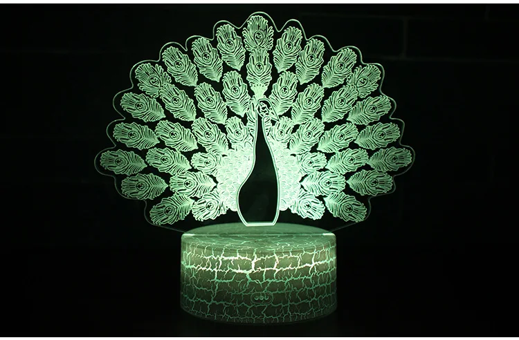 Small Night Lights 3D Peacock Led Colors Changing Acrylic Table Lamp Touch Remote Room Decor Desk Lamp Holiday Birthday Gifts bright night light