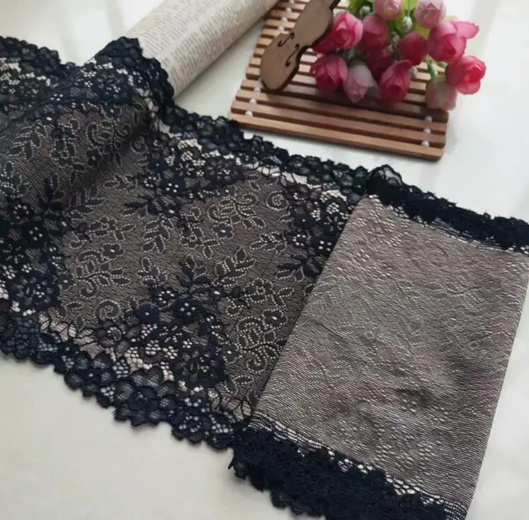 1 метр черная и кожаная нейлоновая эластичная кружевная отделка для DIY аксессуары пошива одежды аппликация стрейч французская чистая кружевная ткань