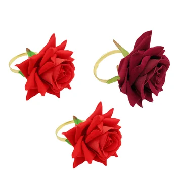 

3PCS Rose Napkin Buckles Simulated Napkin Buckles Hotel Napkin Decor Delicate Napkin Clasps Wedding Napkin Rings for Hotel
