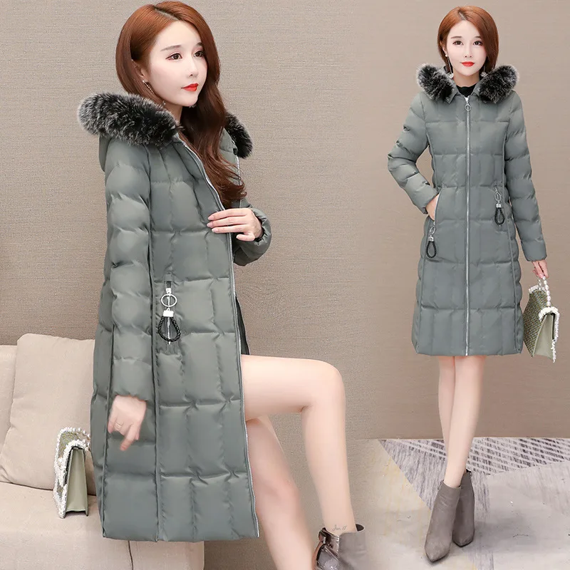 

Young And Middle-aged Women's down Feather Cotton-padded Clothes Mid-length Middle-aged Mom Fur Collar Cotton Coat 30-40-50-Year