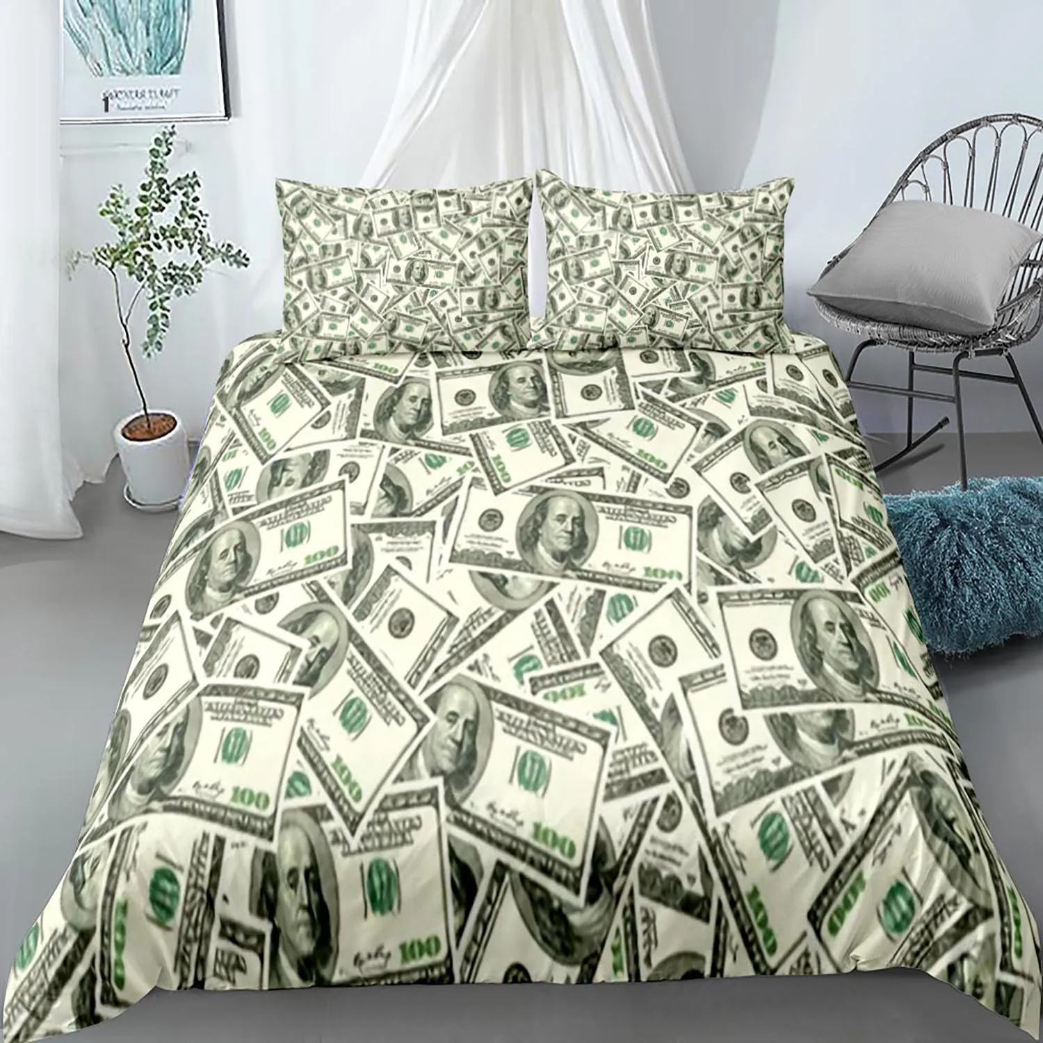 Funny Design Money Dollar Bedding Set Single Twin Full Queen King Size Money Bed Set Children's Kid Bedroom Duvetcover Sets 008 