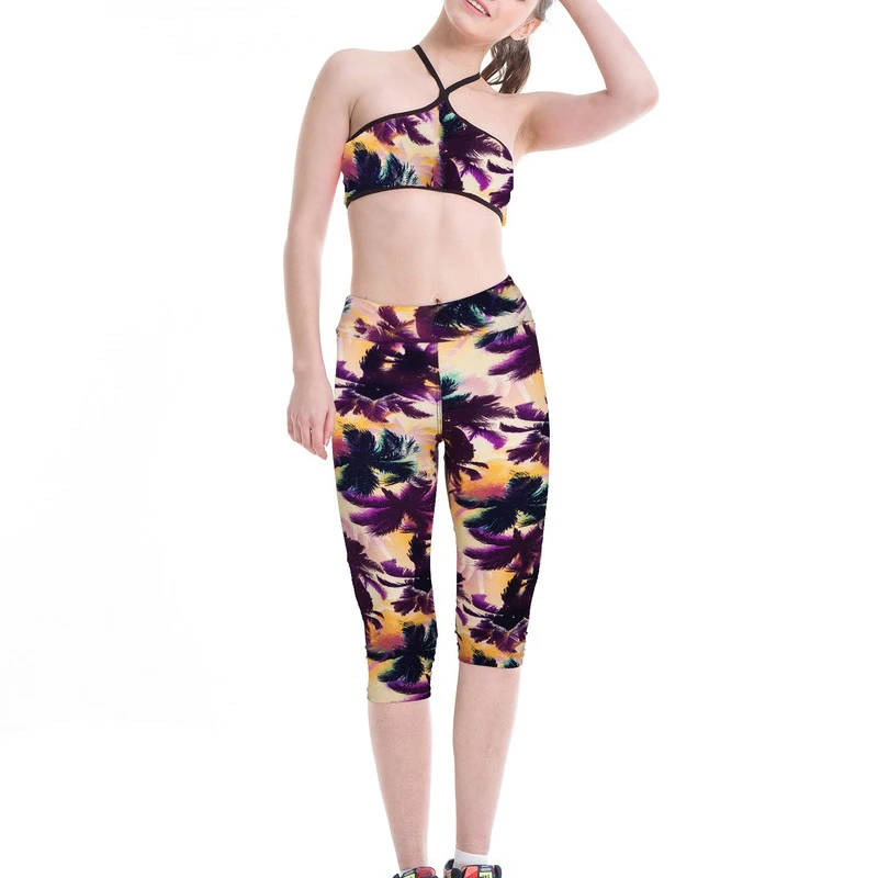 Europe and the United States trend hips slim fashion seven points printed leggings women's outdoor sports pants