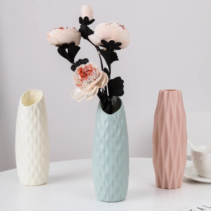 New Nordic Style Origami Plastic Vase Imitation Ceramic Flower Pot Mini Bottle Flower Basket Flower Vase Decoration Home