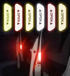 4pcs Car Door OPEN Reflective Tape Warning Notice Sticker for audi a5 f20 golf mk7 w205 honda civic g30 dodge