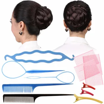 

10pcs/Set Hair Styling Accessory Clip Headband Sponge Disk Hairpin Braided Hair Suit Styling Popular Portable Set