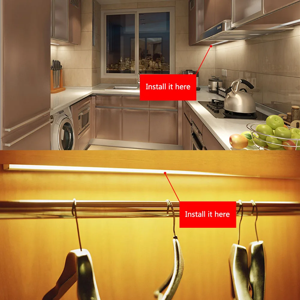 1 шт./2шт 10 светодиодный s светодиодный датчик движения шкаф кровать лампа под шкаф ночник для закрытого шкафа Прихожая Ночная лампа